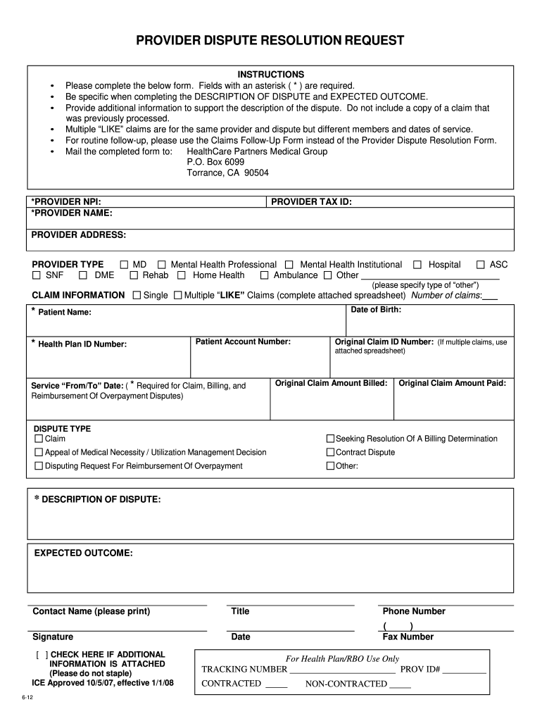 Healthcare Partners Reconsideration Form Fill Out Sign Online DocHub