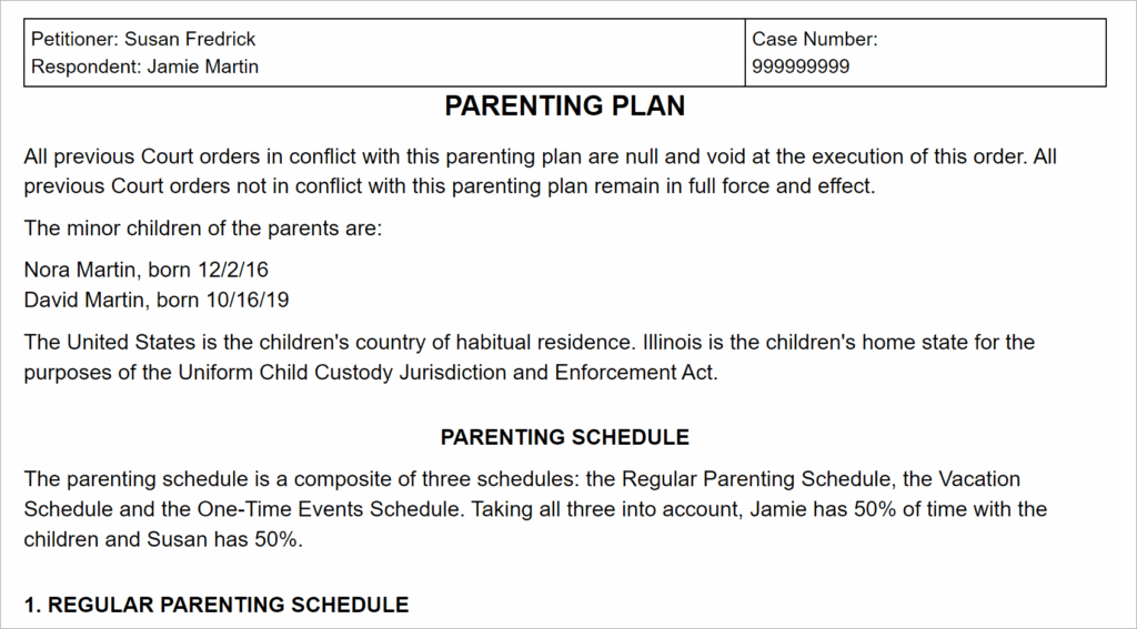 Illinois Parenting Plan And Agreement Guidelines IL 