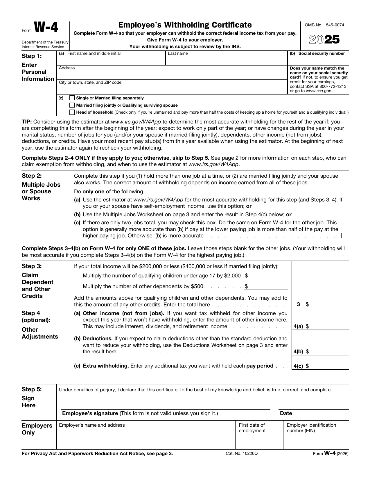 Instructions Tips To Help You Fill Out Submit A W 4 Form