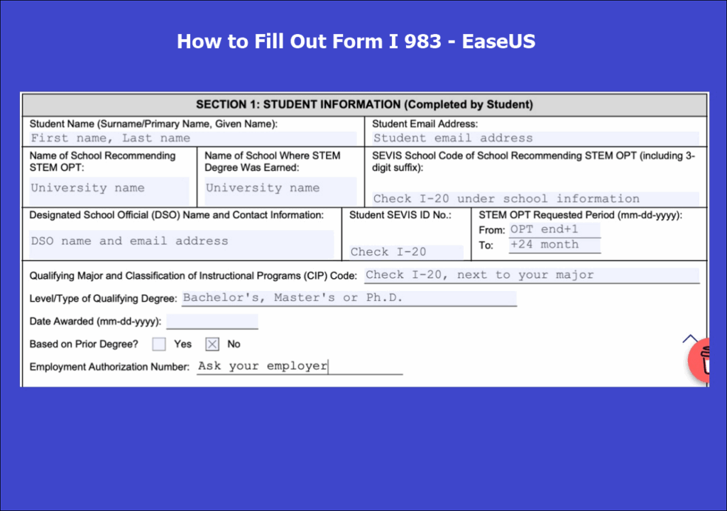 Instuctions To Fill Out Form I 983 Upated 2025 EaseUS