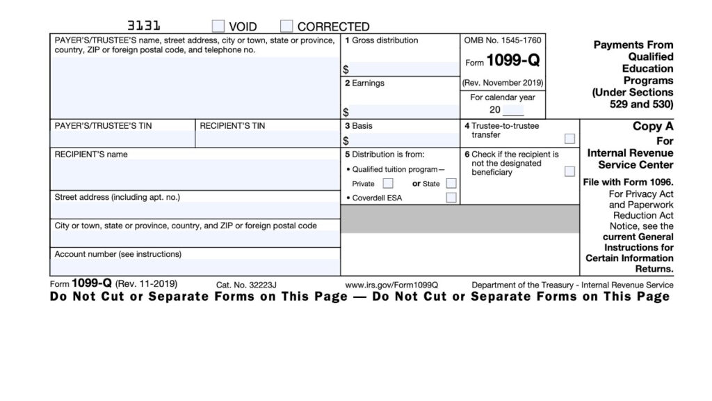 IRS Form 1099 Q Walkthrough Payments From Qualified Education Programs Under Sections 529 And 530 YouTube