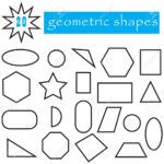 Las Formas Geom tricas Conjunto De 20 Iconos Colecci n De Figuras Geom tricas Planas Popular Objetos Aislados Negro Sobre Fondo Blanco Se Puede Utilizar Para Los Ni os En Jardines De Infantes Escuelas Ilustraciones Vectoriales