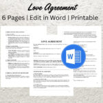 Love Agreement Template Editable Couples Commitment Contract Printable Relationship Blueprint Plan For Harmony And Growth PDF Etsy