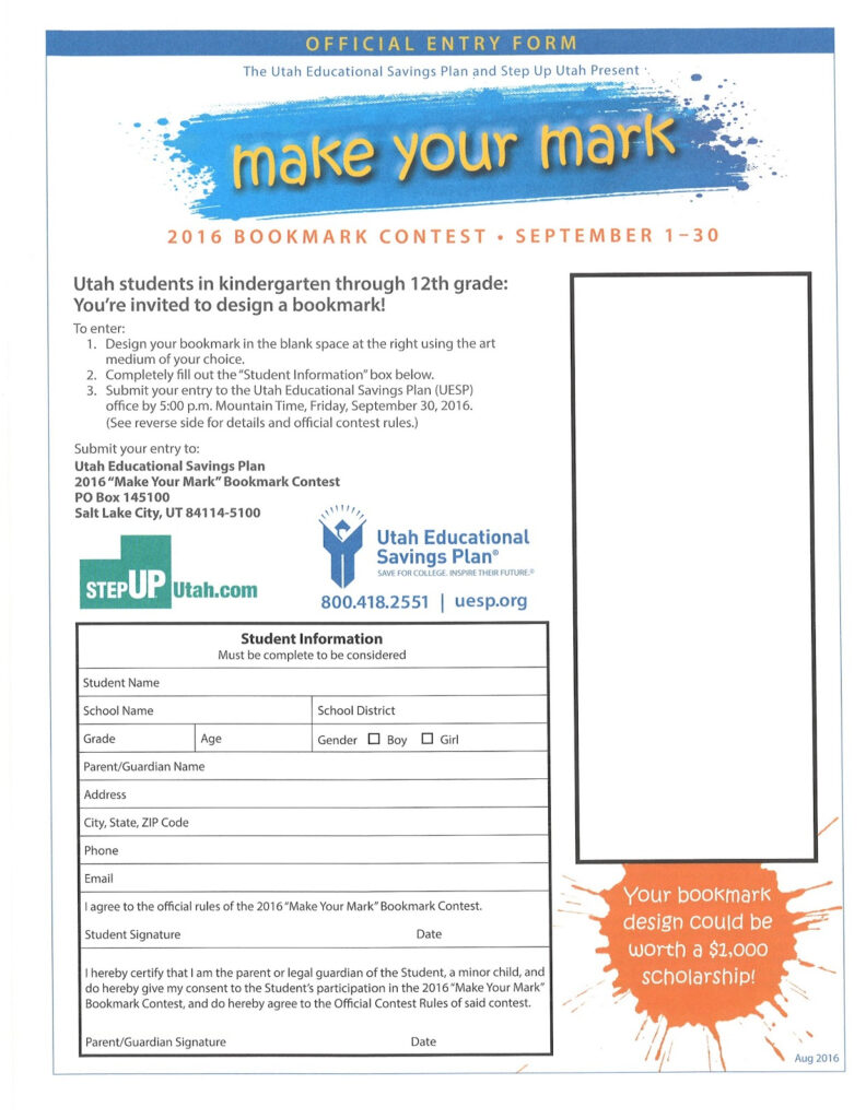 McKinley Elementary Cougars Design A Bookmark Contest
