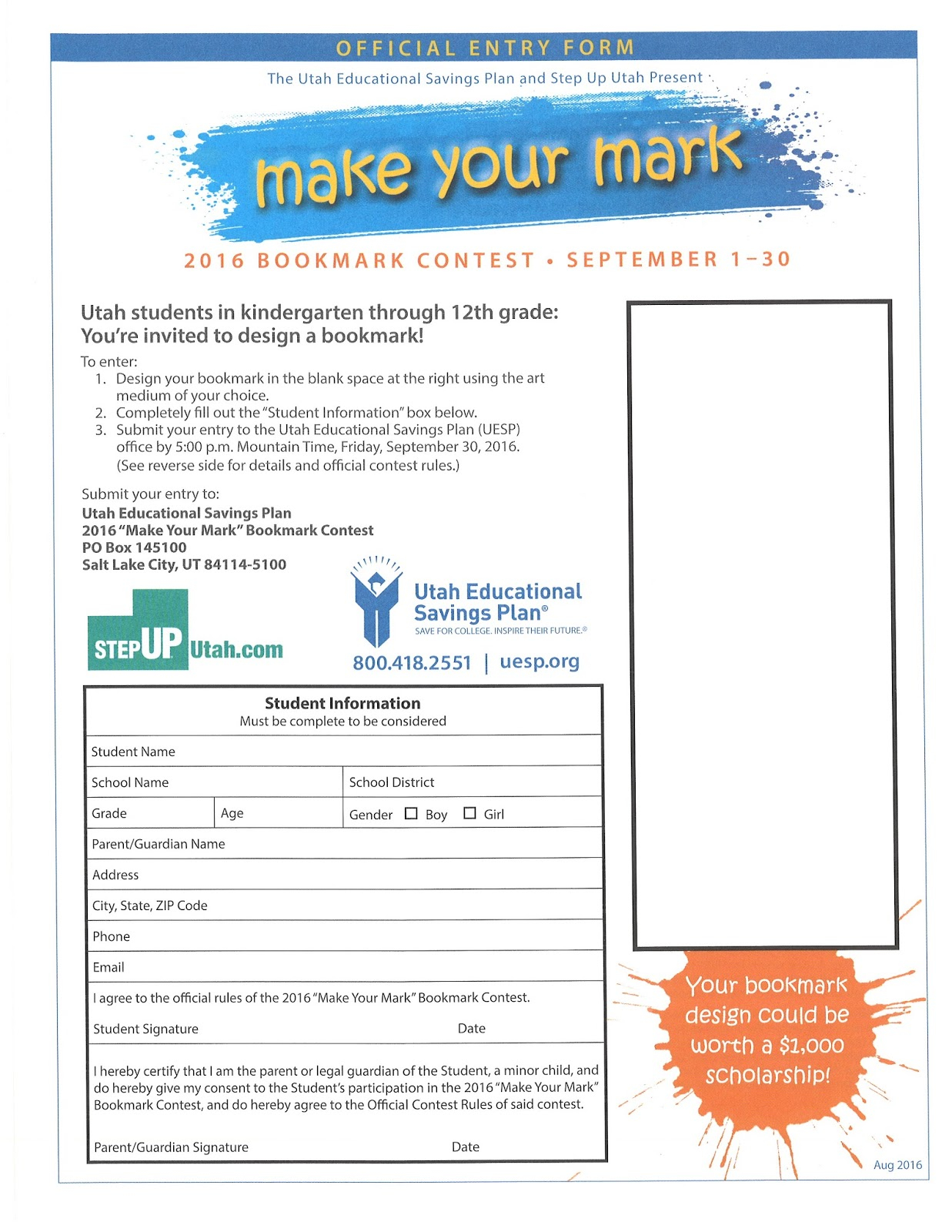 McKinley Elementary Cougars Design A Bookmark Contest