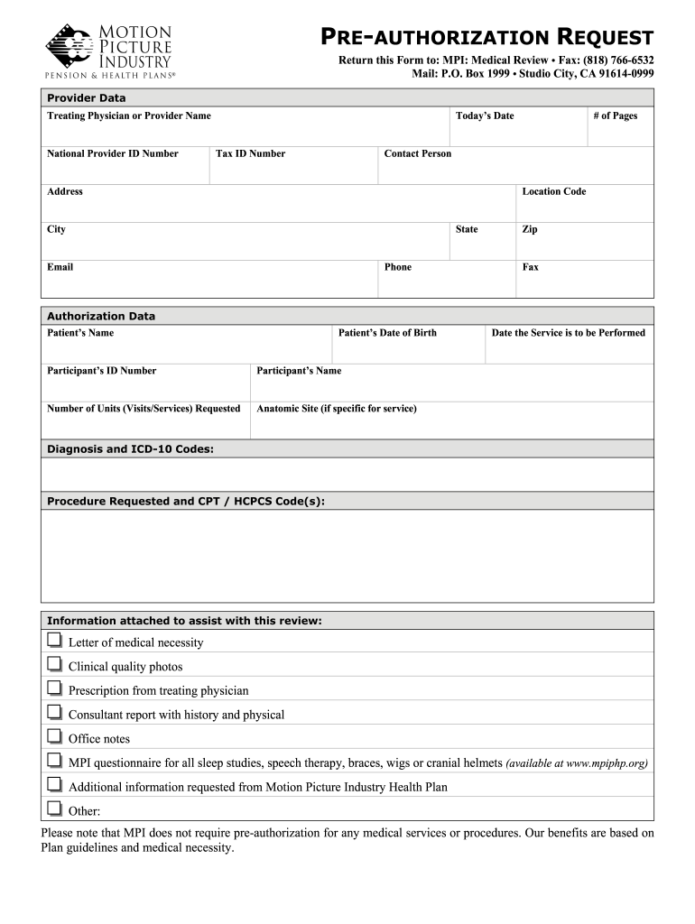 Mpi Authorization Form Fill Out Sign Online DocHub