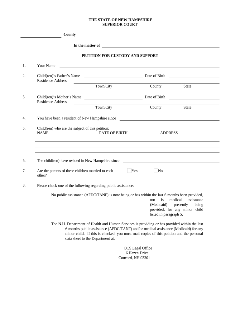 New Hampshire Custody Fill Out Sign Online DocHub