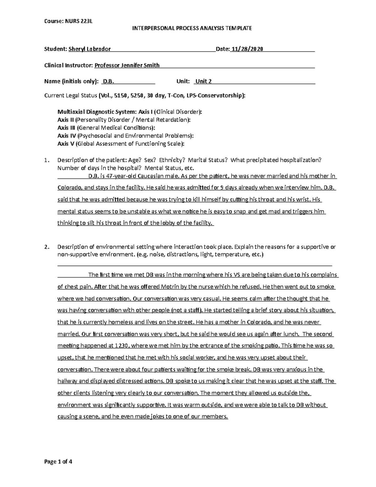 NURS 223L Interpersonal Process Analysis Template INTERPERSONAL PROCESS ANALYSIS TEMPLATE Studocu NURS 223L Interpersonal Process Analysis Template INTERPERSONAL PROCESS ANALYSIS TEMPLATE Studocu