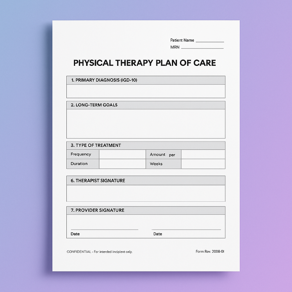 Physical Therapy Plan Of Care Template