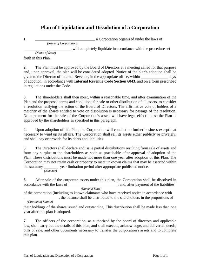 Plan Of Dissolution Template Fill Out Sign Online DocHub