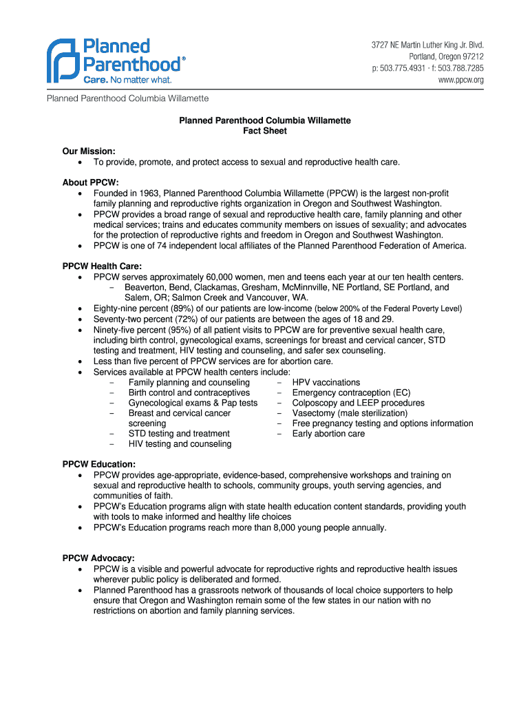 Planned Parenthood Letterhead Fill Online Printable Fillable Blank PdfFiller