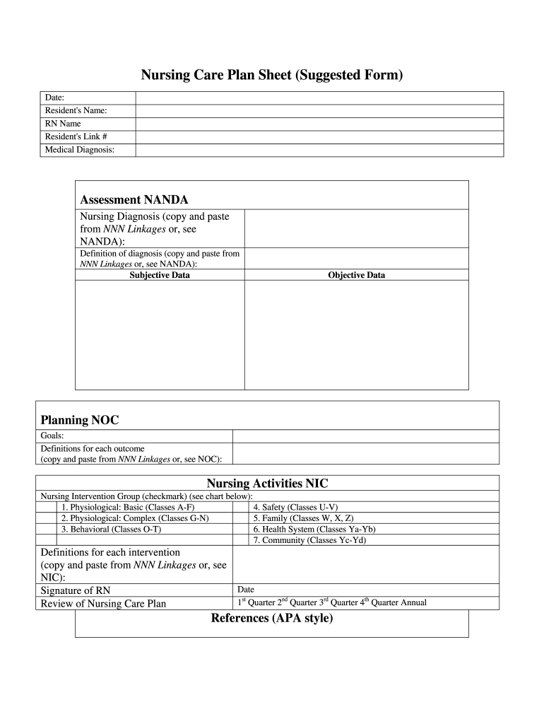Printable Care Plan Template Fill Out Sign Online DocHub