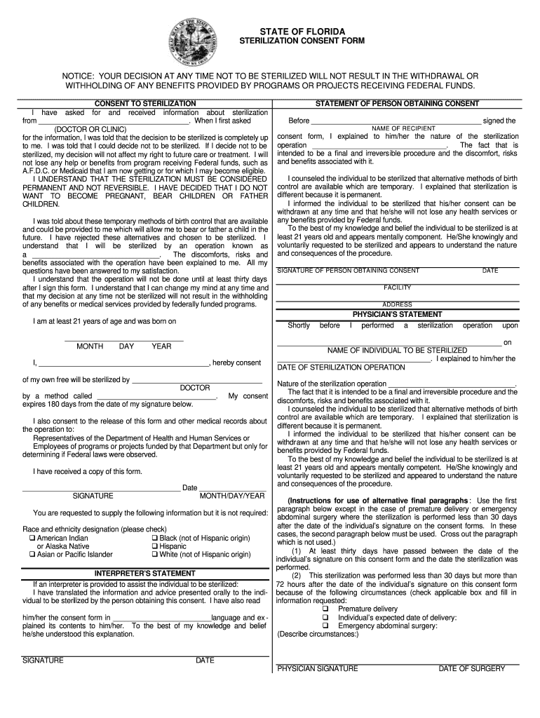 Requirements For Getting Tubes Tied In Florida Fill Out Sign Online DocHub