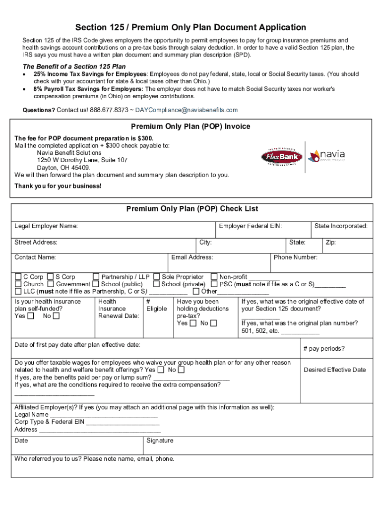 Section 125 Plan Fill Out Sign Online DocHub