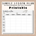 Simple Weekly Lesson Plan Template preschool prek Kindergarten daycare instant Download pdf printable Early Childhood Lesson Plan Template Etsy Israel