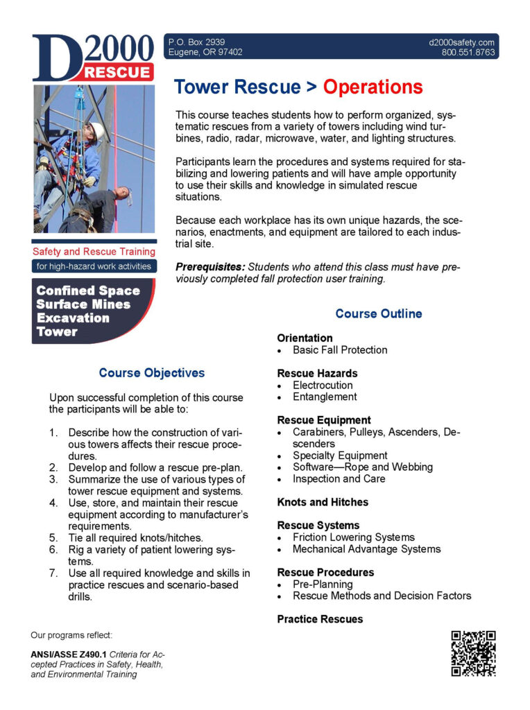 Tower Rescue Training D2000 Safety