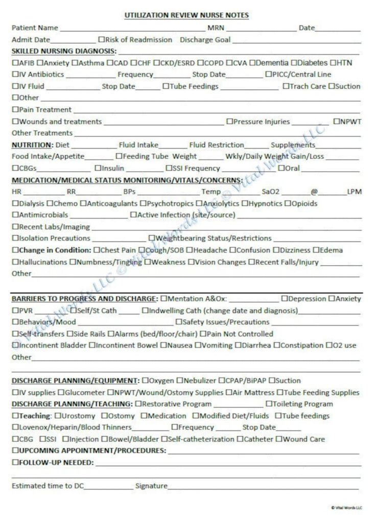 Utilization Review Form For Nurses Etsy