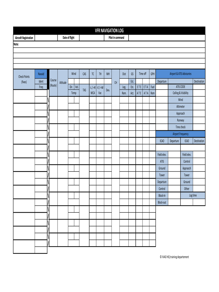 Vfr Nav Log Fillable Pdf Fill Online Printable Fillable Blank PdfFiller