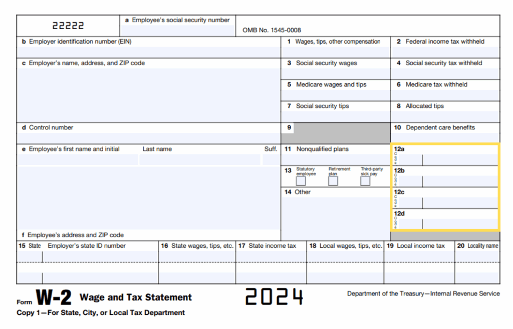 What Are Form W 2 Box 12 Codes Tax1099 Blog